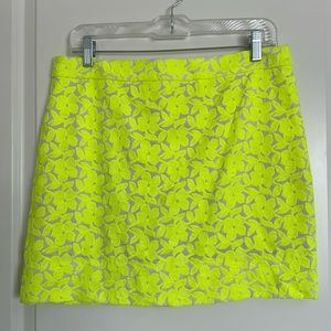 J.Crew Vintage Neon Yellow Floral Embroidered Mini Skirt